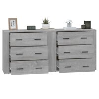 vidaXL Sideboards 2 Stk. Grau Sonoma Holzwerkstoff