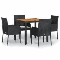 vidaXL 5-tlg. Garten-Essgruppe mit Kissen Schwarz Poly...