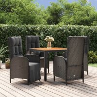vidaXL 5-tlg. Garten-Essgruppe mit Kissen Schwarz Poly...