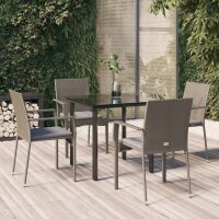 vidaXL 5-tlg. Garten-Essgruppe mit Kissen Schwarz und...