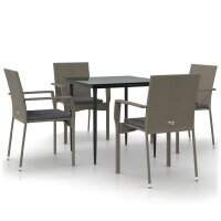 vidaXL 5-tlg. Garten-Essgruppe mit Kissen Schwarz und...