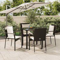 vidaXL 5-tlg. Garten-Essgruppe mit Kissen Schwarz Poly...