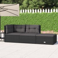 vidaXL 3-tlg. Garten-Lounge-Set mit Kissen Schwarz Poly...