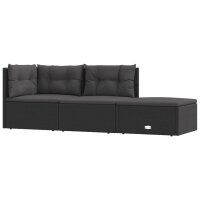 vidaXL 3-tlg. Garten-Lounge-Set mit Kissen Schwarz Poly...