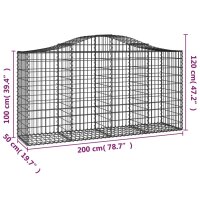 vidaXL Gabionen mit Hochbogen 4 Stk. 200x50x100/120cm Verzinktes Eisen