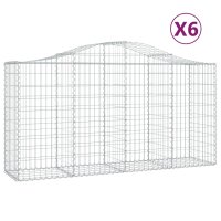 vidaXL Gabionen mit Hochbogen 6 Stk. 200x50x100/120cm...