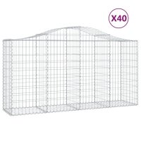 vidaXL Gabionen mit Hochbogen 40 Stk 200x50x100/120cm...