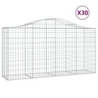 vidaXL Gabionen mit Hochbogen 30 Stk 200x50x100/120cm Verzinktes Eisen