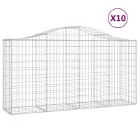 vidaXL Gabionen mit Hochbogen 10 Stk 200x50x100/120cm...