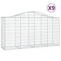 vidaXL Gabionen mit Hochbogen 9 Stk. 200x50x100/120cm...