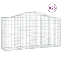 vidaXL Gabionen mit Hochbogen 25 Stk 200x50x100/120cm...