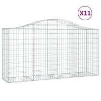 vidaXL Gabionen mit Hochbogen 11 Stk 200x50x100/120cm...