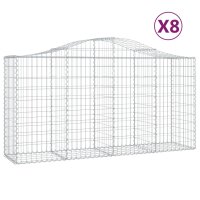 vidaXL Gabionen mit Hochbogen 8 Stk. 200x50x100/120cm...