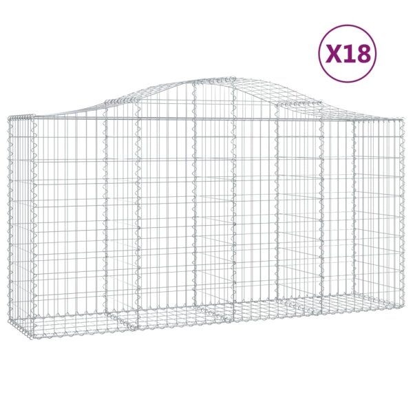 vidaXL Gabionen mit Hochbogen 18 Stk 200x50x100/120cm Verzinktes Eisen