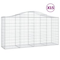 vidaXL Gabionen mit Hochbogen 15 Stk 200x50x100/120cm...