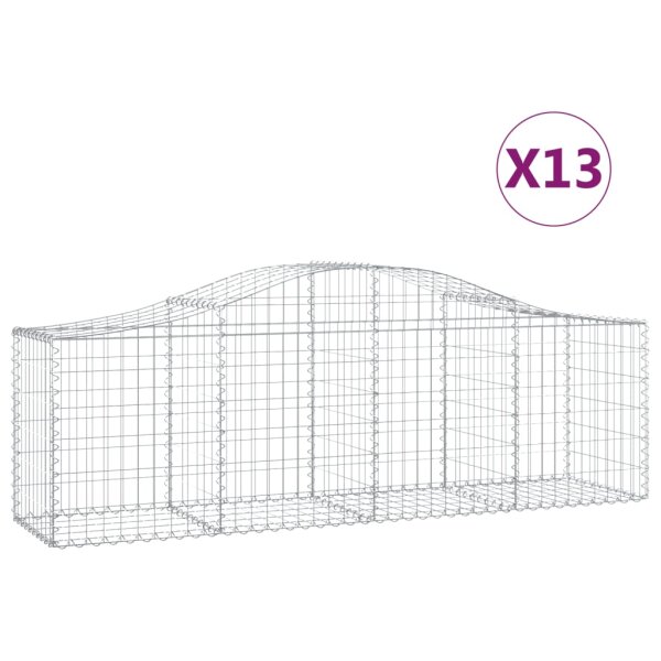 vidaXL Gabionen mit Hochbogen 13 Stk. 200x50x60/80 cm Verzinktes Eisen