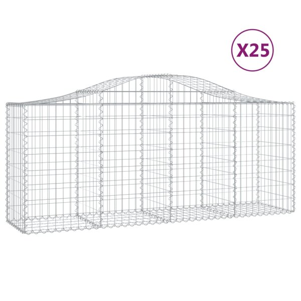 vidaXL Gabionen mit Hochbogen 25 Stk. 200x50x80/100cm Verzinktes Eisen