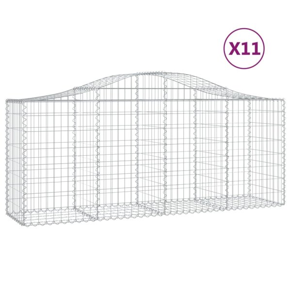 vidaXL Gabionen mit Hochbogen 11 Stk. 200x50x80/100cm Verzinktes Eisen