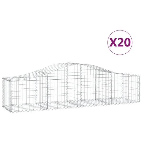 vidaXL Gabionen mit Hochbogen 20 Stk. 200x50x40/60 cm Verzinktes Eisen