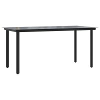 vidaXL 5-tlg. Garten-Essgruppe mit Kissen Schwarz und Grau Poly Rattan