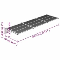 vidaXL T&uuml;rvordach Schwarz und Transparent 297,5x90 cm Polycarbonat