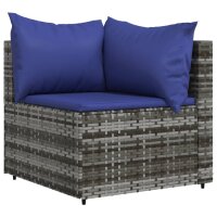 vidaXL Garten-Ecksofa mit Kissen Grau Poly Rattan