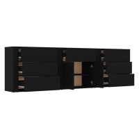 vidaXL Sideboards 3 Stk. Schwarz Holzwerkstoff