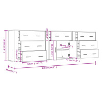 vidaXL Sideboards 3 Stk. Schwarz Holzwerkstoff