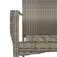 vidaXL 7-tlg. Garten-Essgruppe mit Kissen Grau Poly Rattan