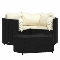 vidaXL 4-tlg. Garten-Lounge-Set mit Kissen Schwarz Poly Rattan