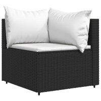 vidaXL 3-tlg. Garten-Lounge-Set mit Kissen Schwarz Poly Rattan