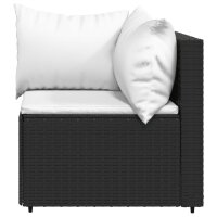 vidaXL 3-tlg. Garten-Lounge-Set mit Kissen Schwarz Poly Rattan