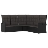 vidaXL Ecksofa mit Liegefunktion und Kissen Schwarz Poly...