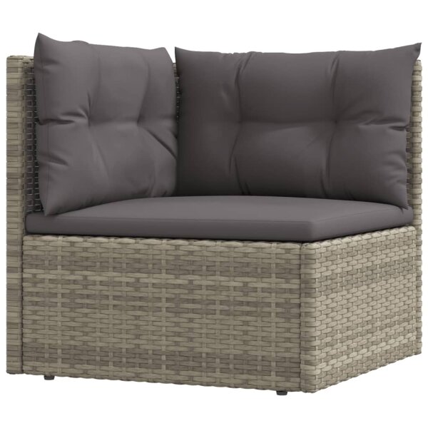 vidaXL Garten-Ecksofa mit Kissen Grau Poly Rattan