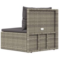 vidaXL Garten-Ecksofa mit Kissen Grau Poly Rattan