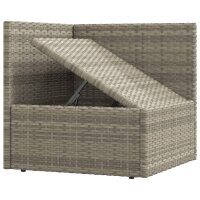 vidaXL Garten-Ecksofa mit Kissen Grau Poly Rattan