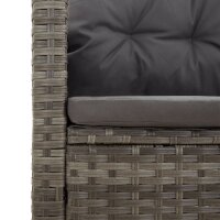 vidaXL Ecksofa mit Liegefunktion und Kissen Grau Poly Rattan