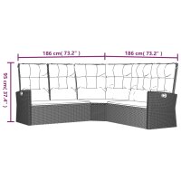 vidaXL Ecksofa mit Liegefunktion und Kissen Grau Poly Rattan