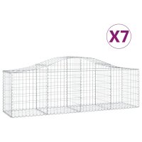 vidaXL Gabionen mit Hochbogen 7 Stk. 200x50x60/80 cm Verzinktes Eisen