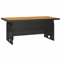 vidaXL Gartentisch Schwarz 100x50x43/63 cm Akazienholz & Poly Rattan