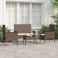 vidaXL 4-tlg. Garten-Lounge-Set mit Kissen Braun Poly Rattan