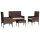 vidaXL 4-tlg. Garten-Lounge-Set mit Kissen Braun Poly Rattan