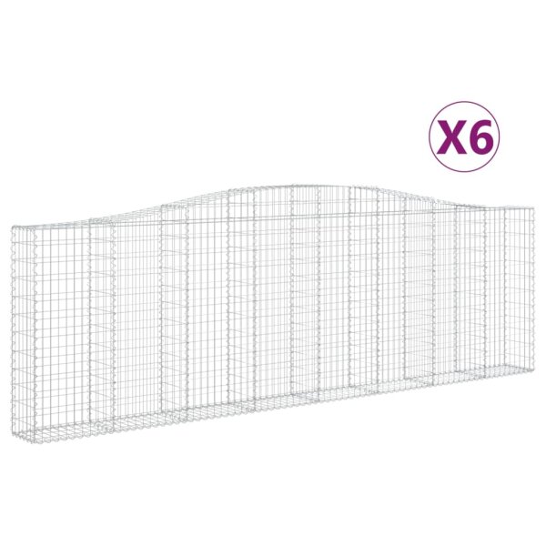 vidaXL Gabionen mit Hochbogen 6 Stk. 400x30x120/140cm Verzinktes Eisen