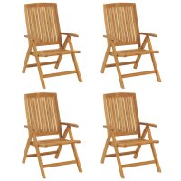 vidaXL Gartenst&uuml;hle 4 Stk. Verstellbar Massivholz Teak