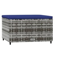 vidaXL Gartenhocker mit Kissen 2 Stk. Grau Poly Rattan