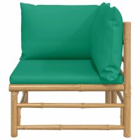 vidaXL Garten-Ecksofa mit Gr&uuml;nen Kissen Bambus