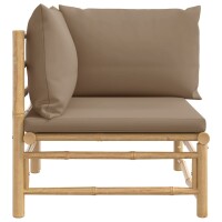 vidaXL Garten-Ecksofa mit Taupe Kissen Bambus