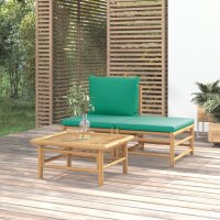 vidaXL 3-tlg. Garten-Lounge-Set mit Gr&uuml;nen Kissen Bambus