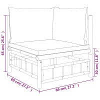 vidaXL Garten-Ecksofa mit Dunkelgrauen Kissen Bambus