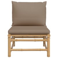 vidaXL Garten-Mittelsofa mit Taupe Kissen Bambus